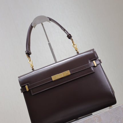 MANHATTAN TOP HANDLE BAG 32 IN BRUNETTE BROWN CALFSKIN