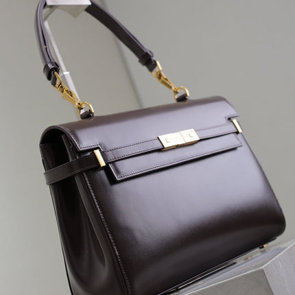 MANHATTAN TOP HANDLE BAG 32 IN BRUNETTE BROWN CALFSKIN