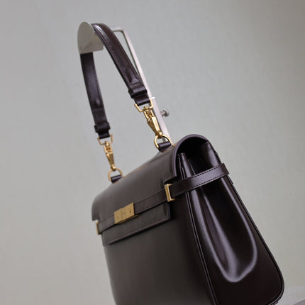 MANHATTAN TOP HANDLE BAG 32 IN BRUNETTE BROWN CALFSKIN