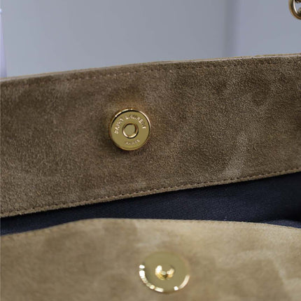 YSL NIKI TOTE BAG 34 IN CAMEL BROWN SUEDE GOLD HARDWARE