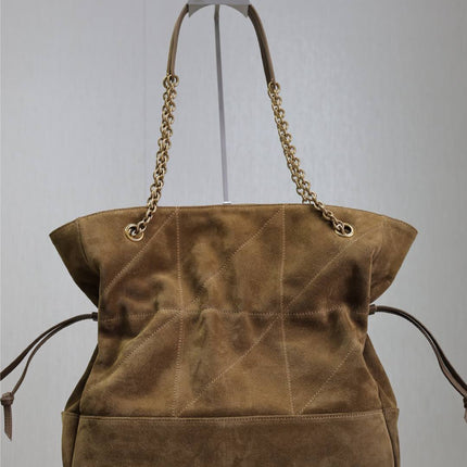 YSL NIKI TOTE BAG 34 IN CAMEL BROWN SUEDE GOLD HARDWARE