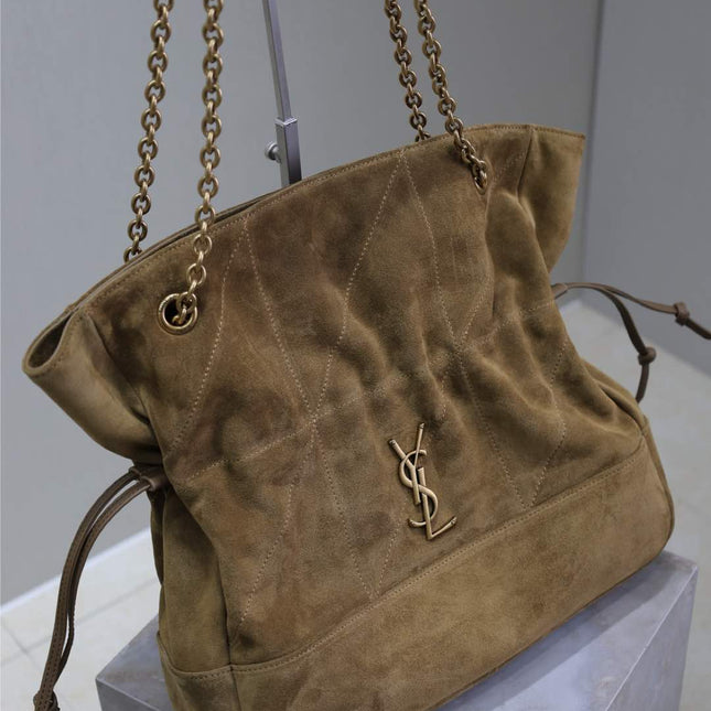 YSL NIKI TOTE BAG 34 IN CAMEL BROWN SUEDE GOLD HARDWARE