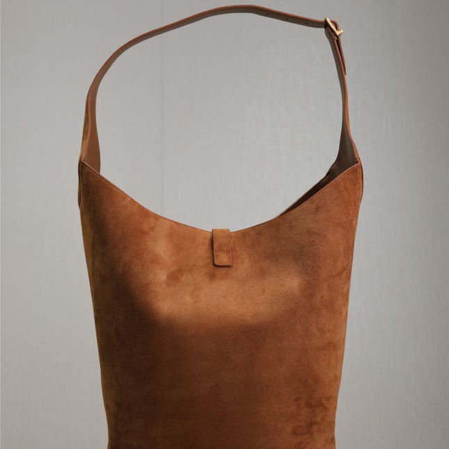 LE 5 À 7 LARGE SUPPLE HOBO BAG 31 IN BRONZE BROWN SUEDE