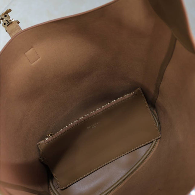 LE 5 À 7 LARGE SUPPLE HOBO BAG 31 IN BRONZE BROWN SUEDE