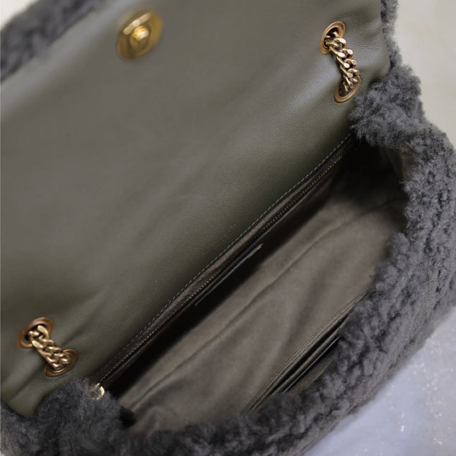 JAMIE BAG 25 IN DARK GRAY LAMB WOOL