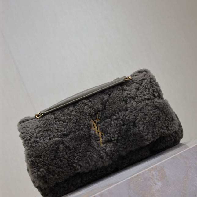 JAMIE BAG 25 IN DARK GRAY LAMB WOOL