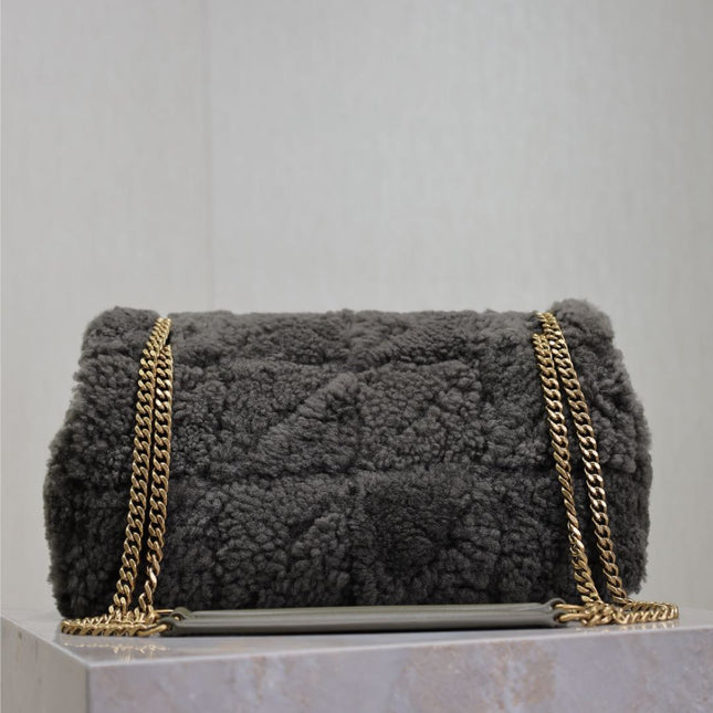 JAMIE BAG 25 IN DARK GRAY LAMB WOOL