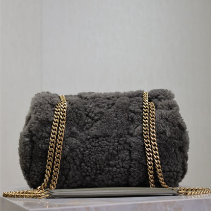 JAMIE BAG 20 IN DARK GRAY LAMB WOOL