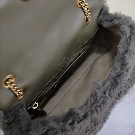 JAMIE BAG 20 IN DARK GRAY LAMB WOOL