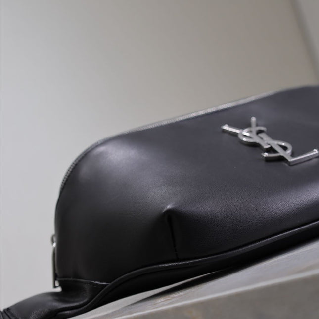 CLASSIC CROSSBODY BAG 25 IN BLACK LAMBSKIN SILVER LOGO