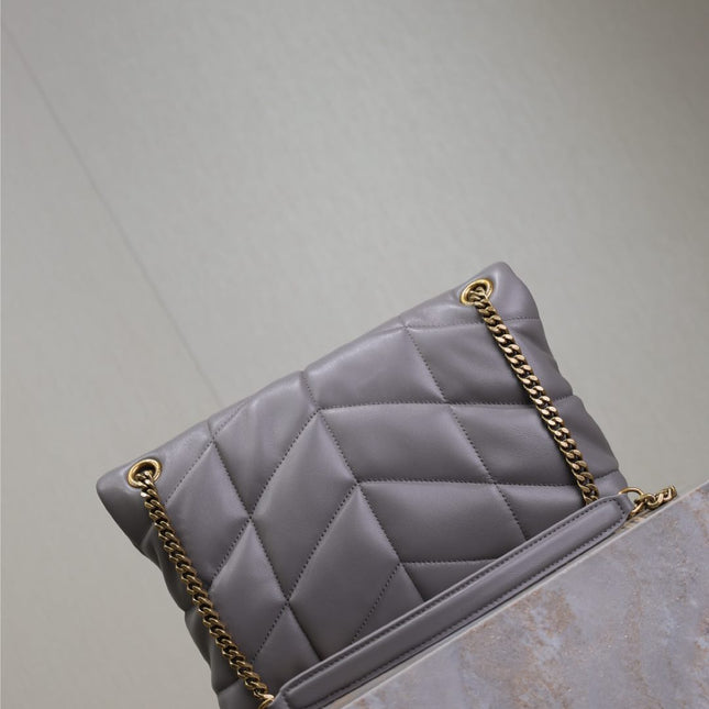 YSL 25S LOULOU PUFFER MEDIUM 29 IN SMOKY LAVENDER CALFSKIN