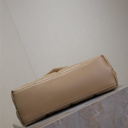 YSL 25S LOULOU PUFFER MM 29 IN BROWN CALFSKIN GOLD HARDWRE