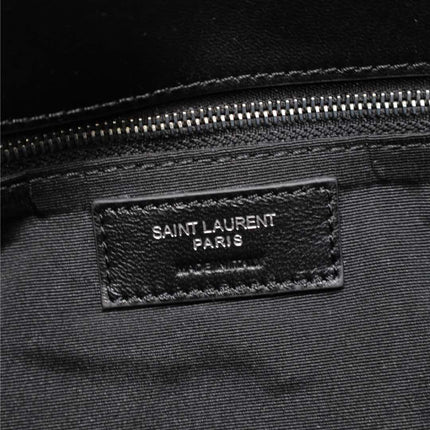 YSL 25S LOULOU PUFFER GM 35 IN BLACK CALFSKIN SILVER HARDWRE