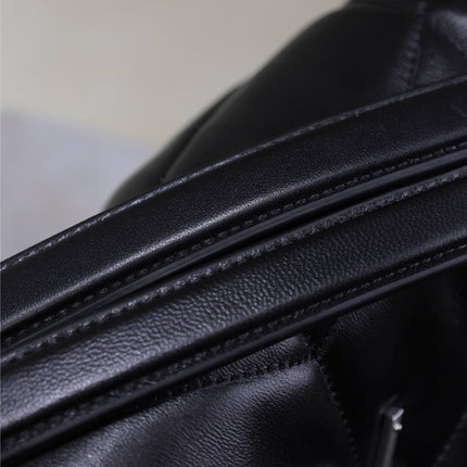 YSL 25S LOULOU PUFFER GM 35 IN BLACK CALFSKIN SILVER HARDWRE