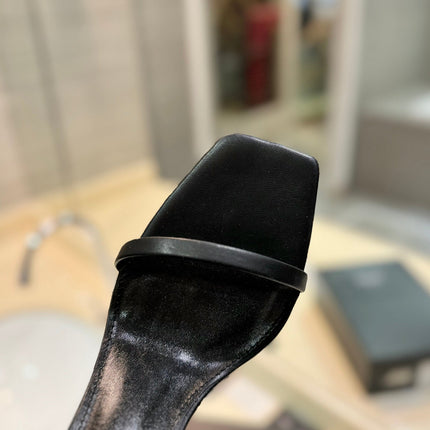 SL OPYUM SANDALS 80 BLACK AND GOLD CALFSKIN