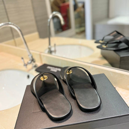 SL KOUROS THONG SANDALS BLACK CALFSKIN
