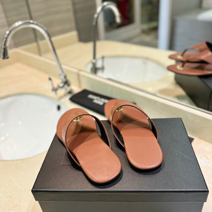 SL KOUROS THONG SANDALS BROWN CALFSKIN