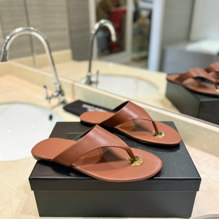 SL KOUROS THONG SANDALS BROWN CALFSKIN