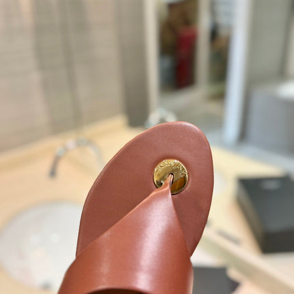 SL KOUROS THONG SANDALS BROWN CALFSKIN