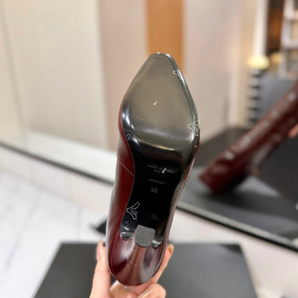 CLASSIC HIGH KNEE BOOTS IN BURGUNDY RED CALFSKIN