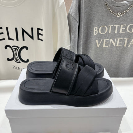 CHLOÉ MILA PLATFORM 5 CM IN BLACK NYLON WITH EMBROIDERED LOGO