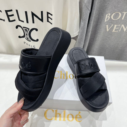 CHLOÉ MILA PLATFORM 5 CM IN BLACK NYLON WITH EMBROIDERED LOGO