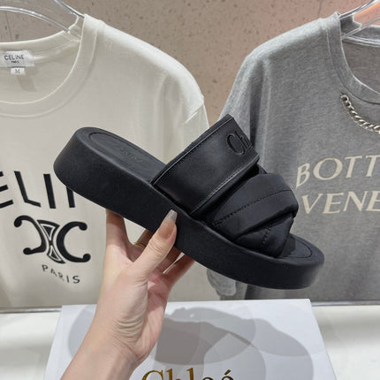 CHLOÉ MILA PLATFORM 5 CM IN BLACK NYLON WITH EMBROIDERED LOGO