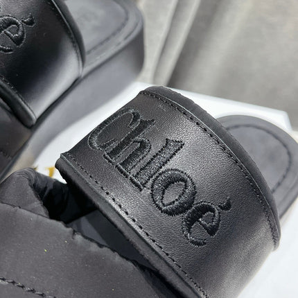 CHLOÉ MILA PLATFORM 5 CM IN BLACK NYLON WITH EMBROIDERED LOGO
