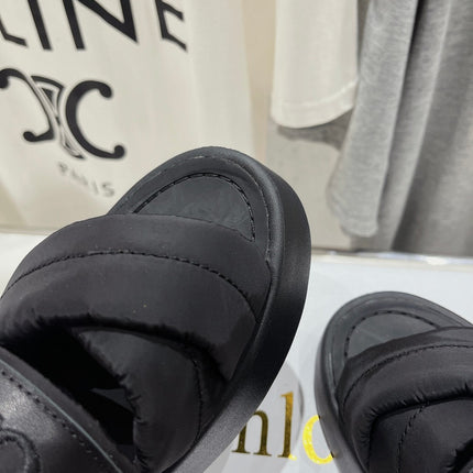 CHLOÉ MILA PLATFORM 5 CM IN BLACK NYLON WITH EMBROIDERED LOGO