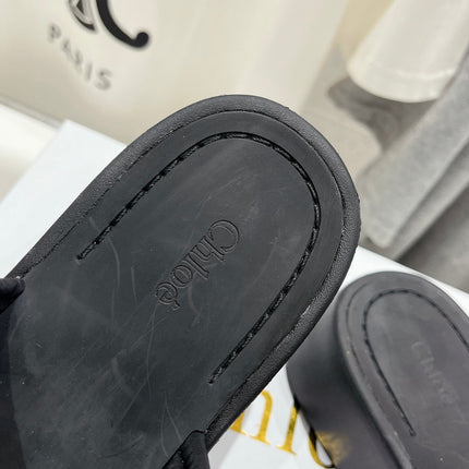 CHLOÉ MILA PLATFORM 5 CM IN BLACK NYLON WITH EMBROIDERED LOGO