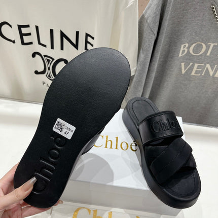 CHLOÉ MILA PLATFORM 5 CM IN BLACK NYLON WITH EMBROIDERED LOGO