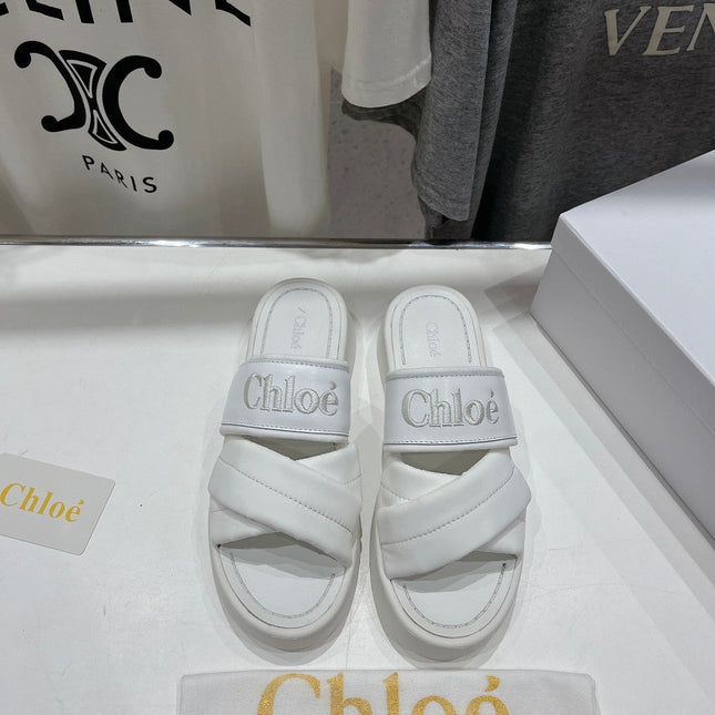 MILA PLATFORM 5 CM IN WHITE NYLON WITH EMBROIDERED LOGO