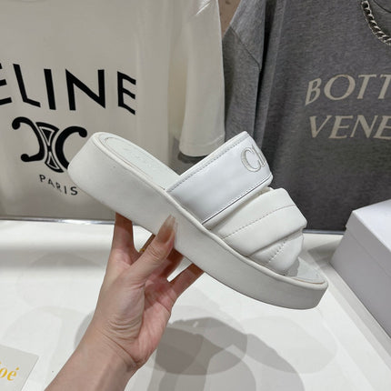 CHLOÉ MILA PLATFORM 5 CM IN WHITE NYLON WITH EMBROIDERED LOGO
