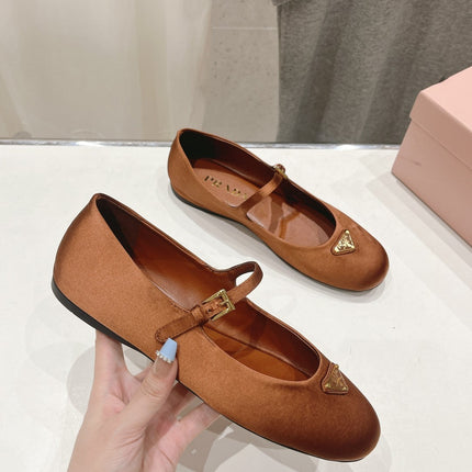 PRA SATIN BALLERINAS BROWN