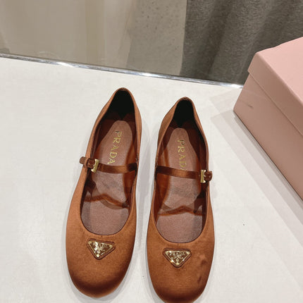 PRA SATIN BALLERINAS BROWN