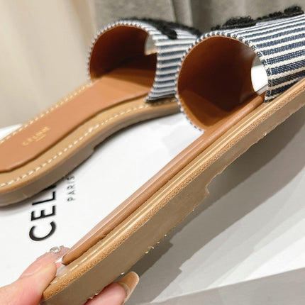 LYMPIA MULE IN TRIOMPHE JACQUARD WOOLLEN FABRIC BLACK CARO