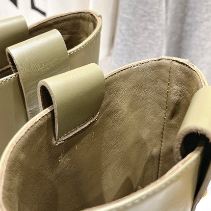 FENDI 25S ANKLE BOOTS IN MOSS GREEN COWHIDE