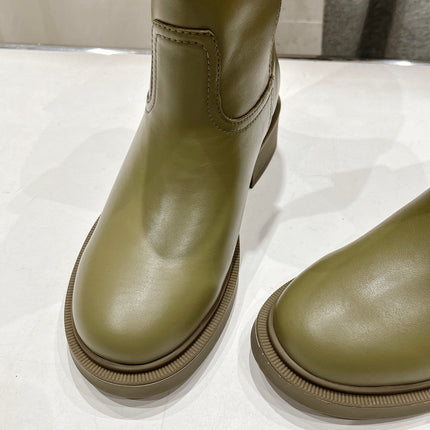FENDI 25S ANKLE BOOTS IN MOSS GREEN COWHIDE