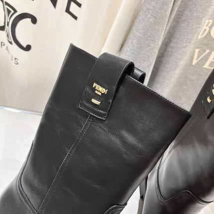 FENDI 25S ANKLE BOOTS IN BLACK COWHIDE