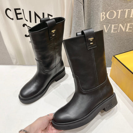 FENDI 25S ANKLE BOOTS IN BLACK COWHIDE