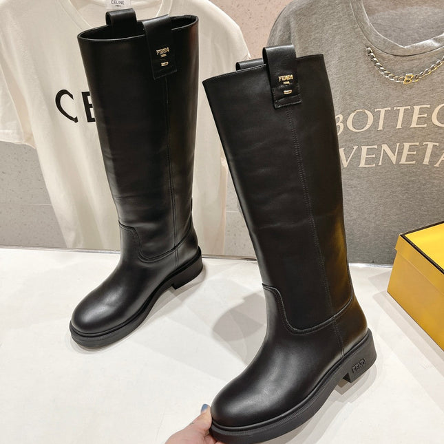 FENDI 25S HIGH BOOTS IN BLACK COWHIDE