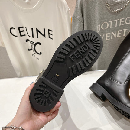 FENDI 25S HIGH BOOTS IN BLACK COWHIDE