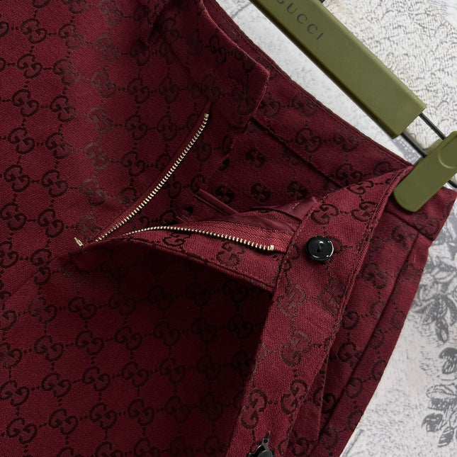 Gucci High Waist Short Red Jacquard Fabric