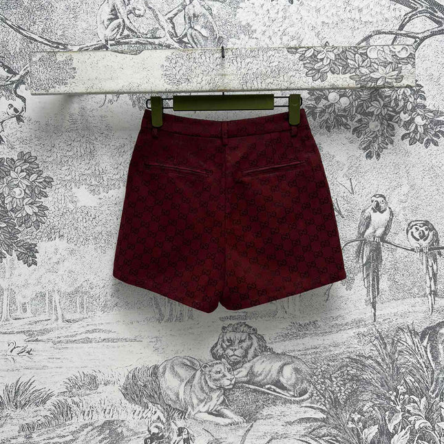 Gucci High Waist Short Red Jacquard Fabric