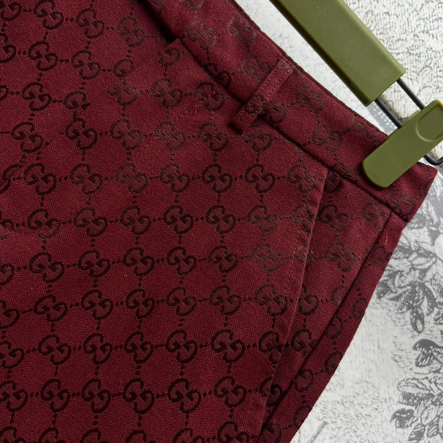 Gucci High Waist Short Red Jacquard Fabric