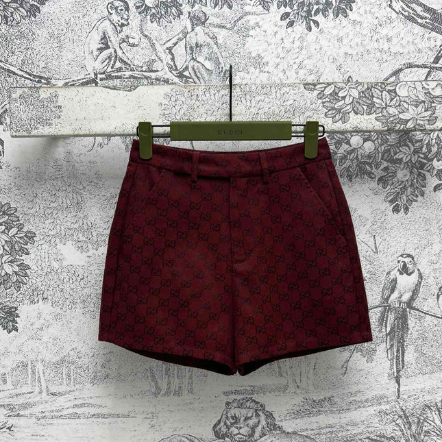 Gucci High Waist Short Red Jacquard Fabric