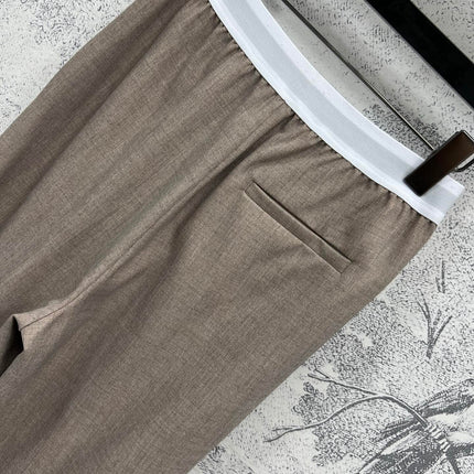 Loewe 25 Logo Ribbon Pants Ligth Brown Polyester Fiber