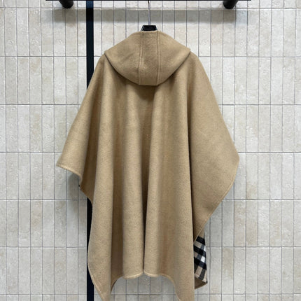BURBERRY 25S HOODED CASHMERE PONCHO 2768