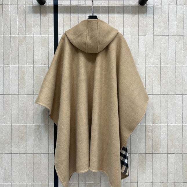BURBERRY 25S HOODED CASHMERE PONCHO 2768