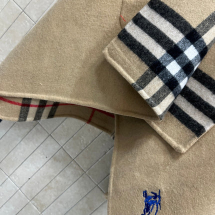 BURBERRY 25S HOODED CASHMERE PONCHO 2768
